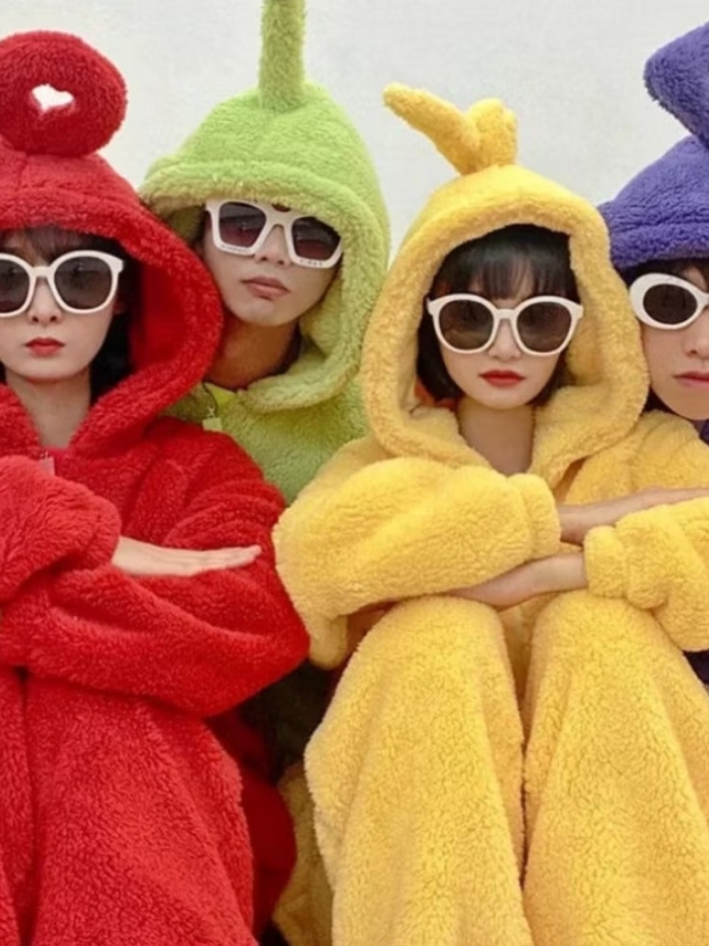 NWOT - TELETUBBIES Plush Hooded Onesie - Colorful Teddy Fleece (1 Piece ONLY)